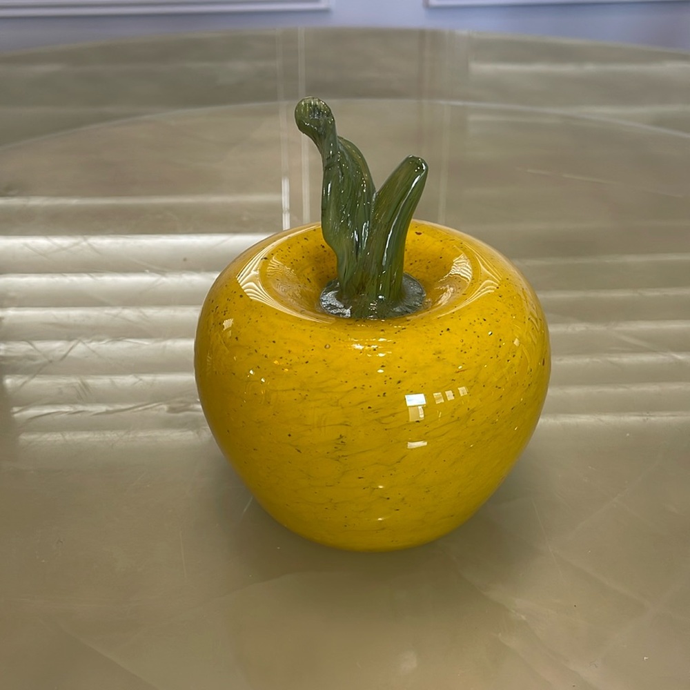 Handmade Blown Glass Apple  Shape  Yellow